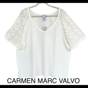 CARMEN MARC VALVO 96% rayon Lace sleeve v neck top size 3x